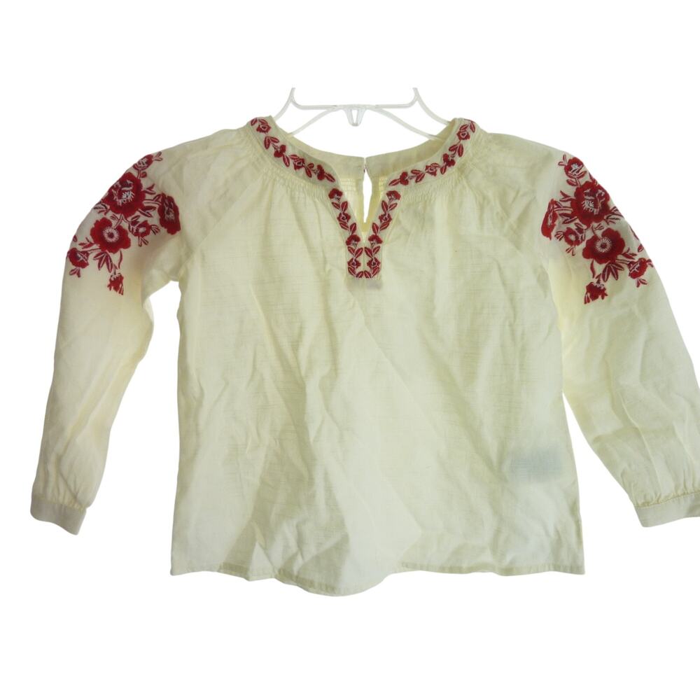 H&M Off White and Red Embroidered Floral Summer Top 4/5 year old Eur110